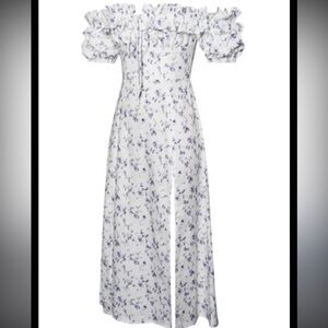 Miss Circle NYC Summer Floral Linen Cotton Midi Dress Sz M